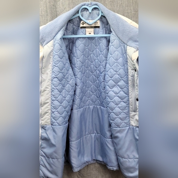 COLUMBIA Winter Shell / Jacket with Hide Away Hood in Blue White (Size L) - Picture 5 of 16